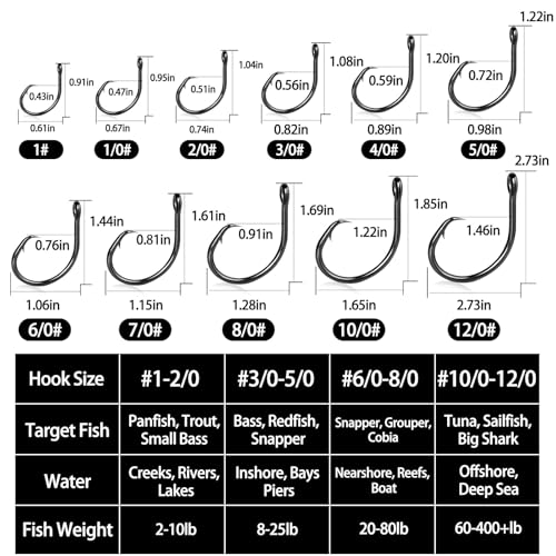 6/0 25pcs Heavy Duty Circle Fishing Hooks Saltwater & Freshwater