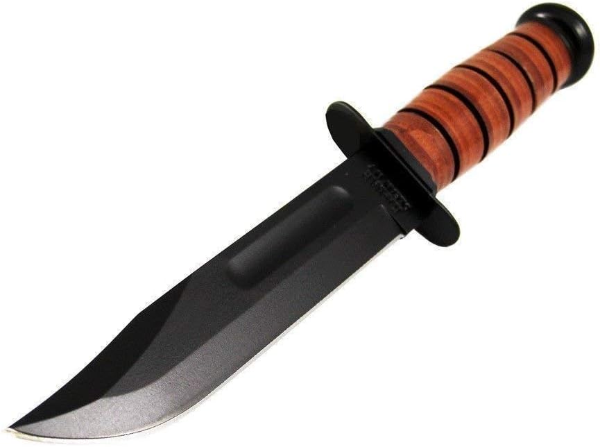 Ka-Bar 1220 US Army Straight Edge Fighting/Utility Knife with Leather Sheath , Beige, 7" Blade