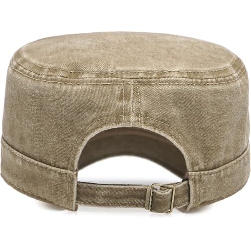 Unisex Cadet Army Caps Cotton Flat Top Cap Washed Military Hat Baseball Cap