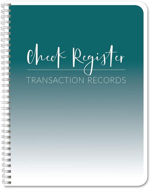 BookFactory Check Register Book/Transaction Records Log Book/for Personal or Professional Transactions - Wire-O, 100 Pages, 8.5'' x 11'' (LOG-100-7CW-PP(Check-Register))