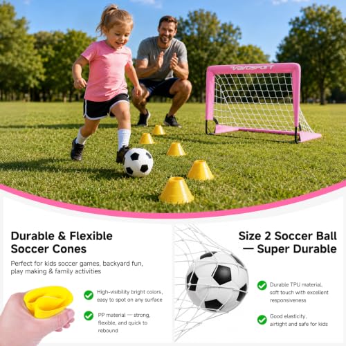 Pink Mini Toddler Soccer Goal Set 2 Pack 2x1.5 ft Backyard Kids Sports
