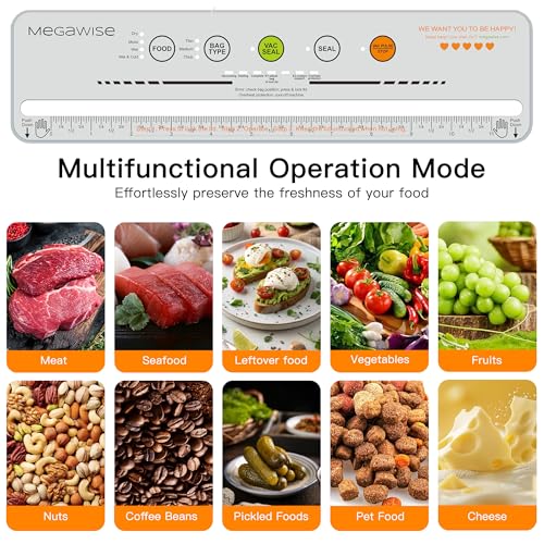 MegaWise Vacuum Sealer Machine Silver - Food Sealer with 80kPa & 4 Modes