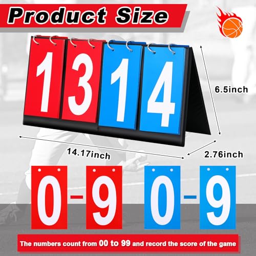 Hiboom Portable Scoreboard Flipper Set - 6 Count 4 Digit Tabletop Score Keeper