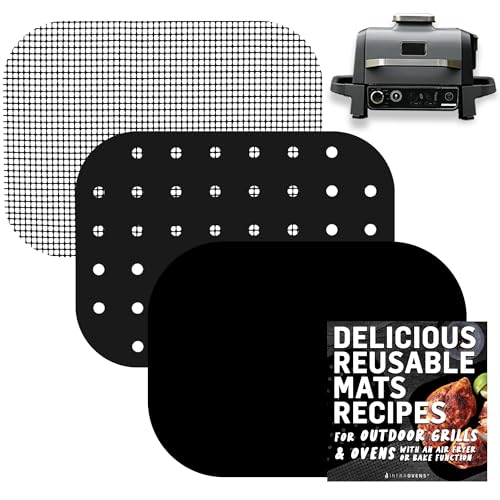 Reusable Grill Liner Accessories for Ninja Woodfire Crisper Basket - Non-Stick & Dishwasher Safe, Set of Reusable Mesh Mats & Bakeware