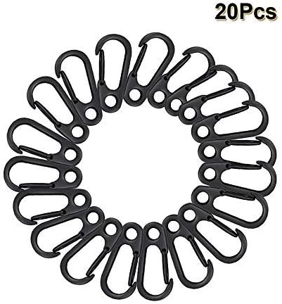 Mini Hanging Buckle, Uning Pack of 20Pcs Metal Spring Backpack Clasps Carabiners Hook EDC Keychain Fishing Camping Bottle Hooks Paracord Tactical Survival Gear (Black)