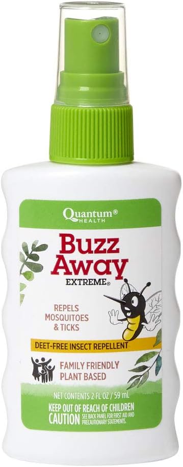 Quantum Health Buzz Away Extreme Insect Repellent|DEET Free Spray|Repels Mosquitos and Ticks|Formulated with Powerful Combo of Essential Oils|Safe for Kids|2 Ounce