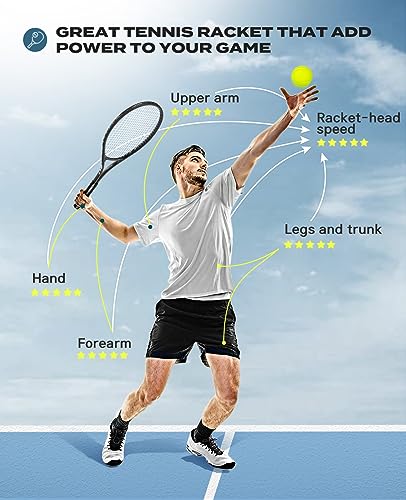 HIRALIY 27-Inch Tennis Racket Set for Adults with Ball & Carry Bag - Black
