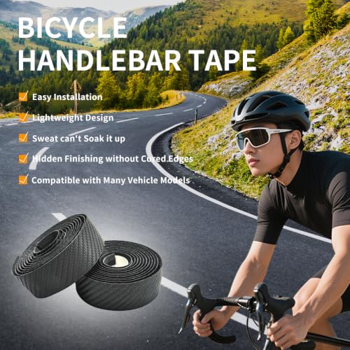 Bike Handlebar Tape EVA Road Bike Grip Tape Carbon Pattern 3mm – Black