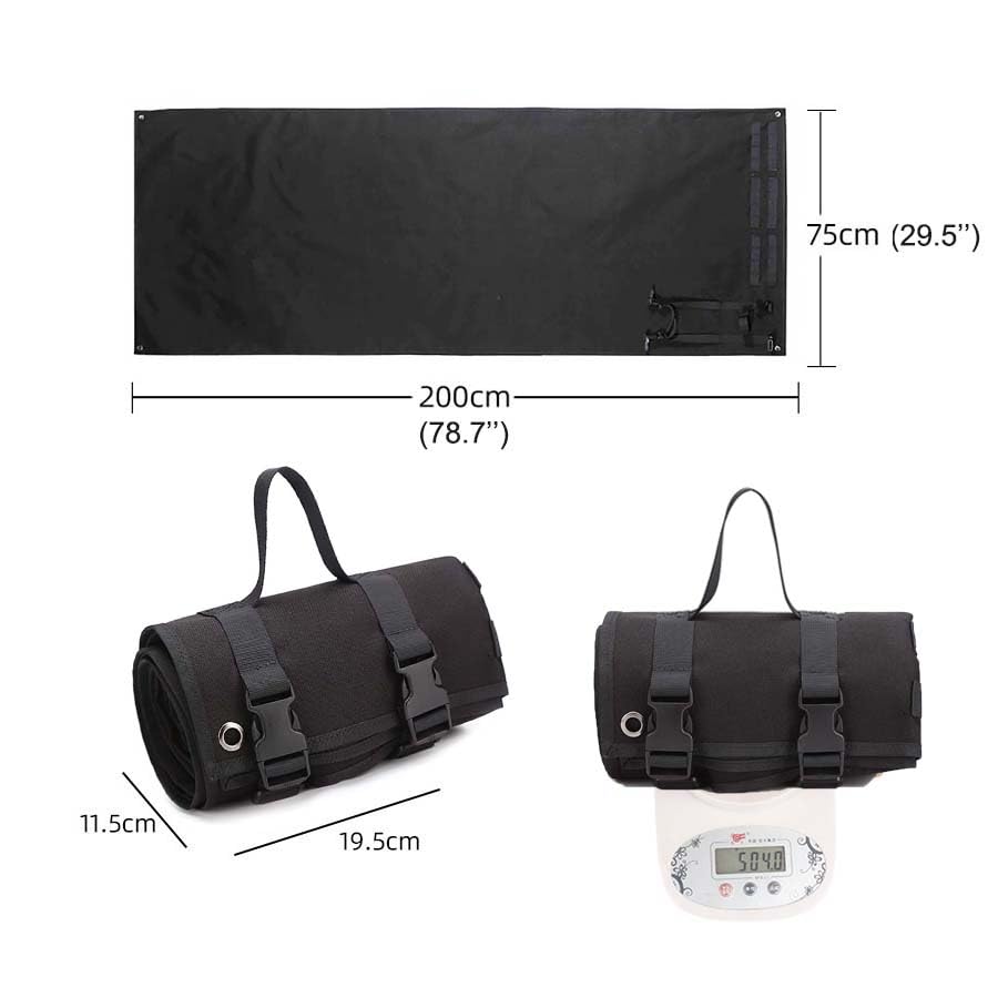 Aekvinks Tactical Shooting Mat Non-Slip Extra Large Shooting Mats Prone Padded Roll Up Hunting Camping Beach Mats Blanket Black