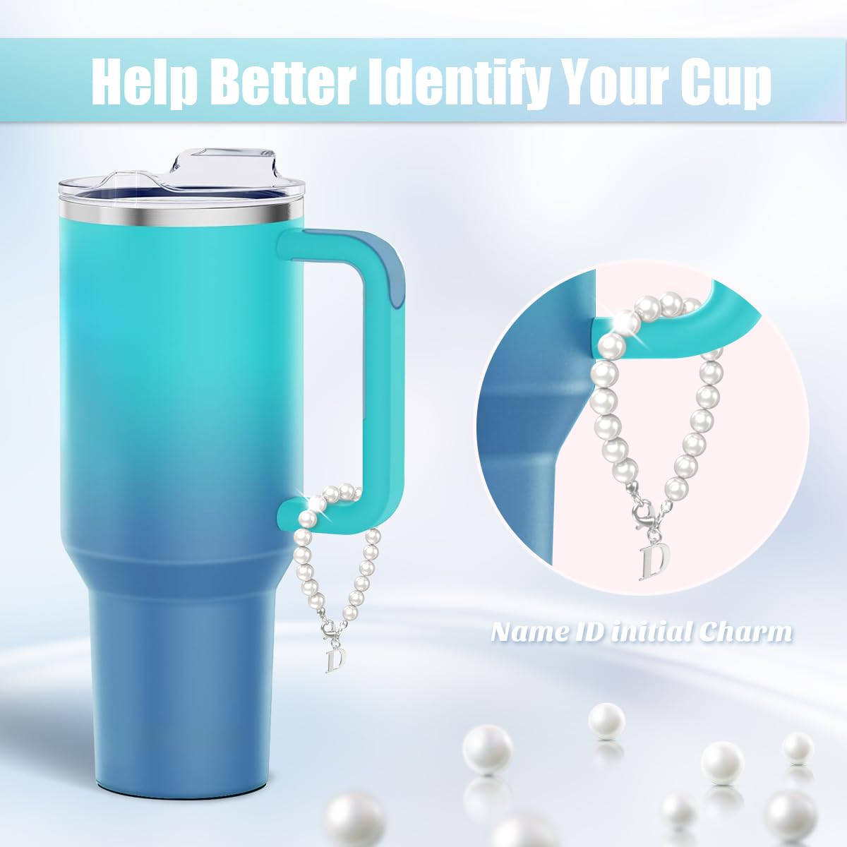 2PCS Stainless Steel Letter Charm Accessories for Stanley Cup, Initial Name ID Personalized Handle Charm for Stanley Tumbler,Yeti, Simple Modern Cups Handle(Letter D)