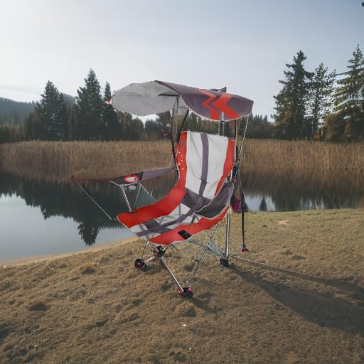 Foldable Canopy Chair for Camping & Tailgating - Kelsyus Grey/Red Outdoor Seating