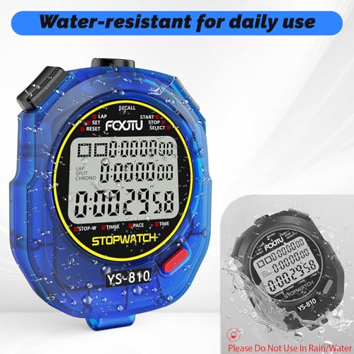 Blue Sports Stopwatch Timer with 10 Lap Memory - Digital Split & Countdown
