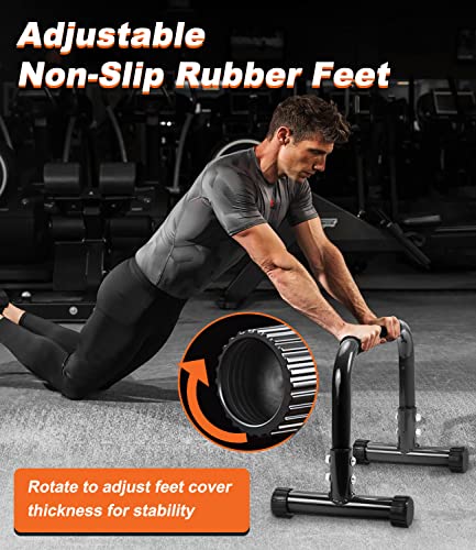 Black 12-Inch Parallettes Push Up Bars for Home Gym & Calisthenics