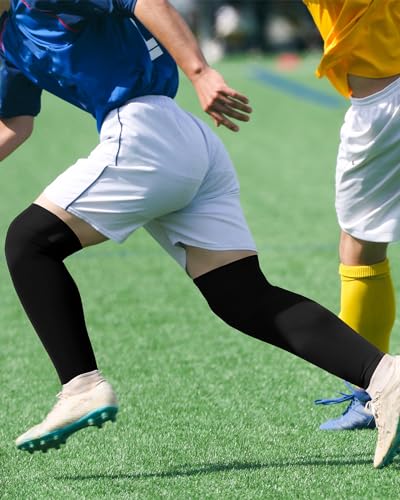 Panitay 2 Pairs Over the Knee Baseball Socks - Black & White, Large