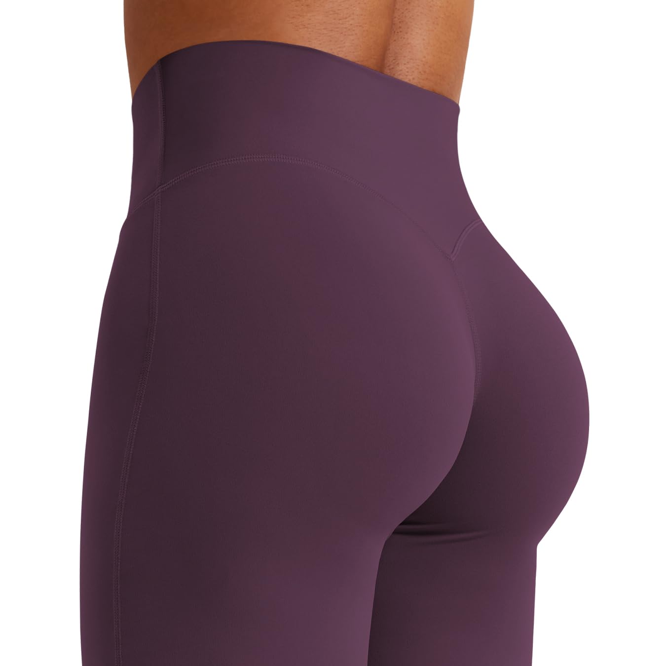 YEOREO Workout Leggings Womens No Front Seam Straight Leggings 33" High Waist Buttery Eddiy Gym Yoga Pants Black Berry Purple M