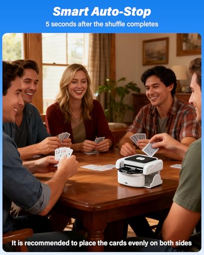 Rechargeable Card Shuffler for Poker, UNO & Bridge - Automatic with Removable Tray
