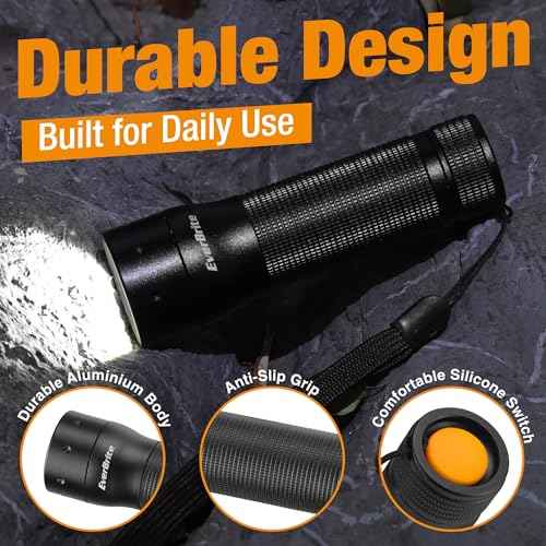 EverBrite Mini Flashlight, Zoomable LED Flash Light, 3 Modes, 3AAA Batteries Included, Handheld Small Flashlight for Camping, Emergency, Home ? Black