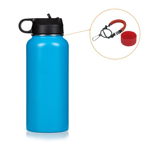 PATIKIL Water Bottle Holder, Paracord Handle Carrying Lanyard Strap Carrier with Ring for 32oz to 40oz Wide Mouth Bottles, Red