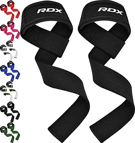Black RDX Lifting Straps for Weightlifting - 100% Cotton, 60cm, Anti-Slip Grip