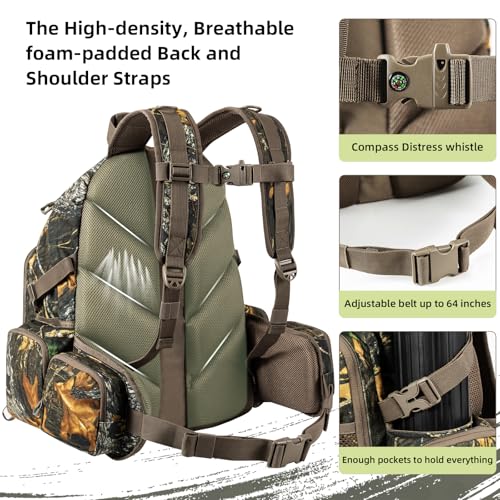 Blessedleaf Camo Hunting Backpack for Men with Rifle & Bow Carrying