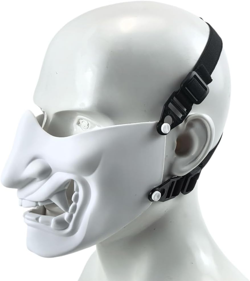 ATAIRSOFT Halloween Costume Cosplay BB Gun Evil Demon Monster Kabuki Samurai Hannya Oni Half Cover Airsoft and Prop Mask