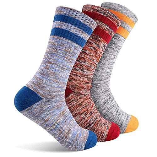FEIDEER Hiking Walking Socks For Women, Multi-pack Outdoor Recreation Cotton Moisture Wicking Crew Socks