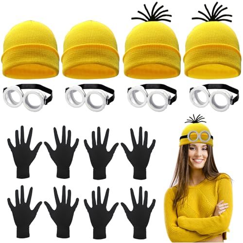 Costume Accessories Adult Steampunk Goggles Glasses Yellow Beanie Knit Hats