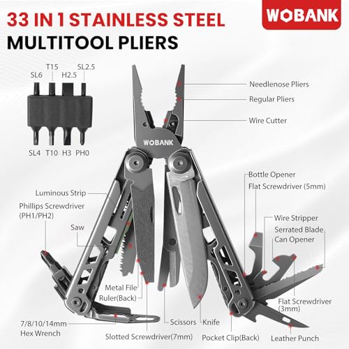 33-in-1 Multitool Pliers Full-Size EDC Knife Stainless Steel - Variation of THIS listing