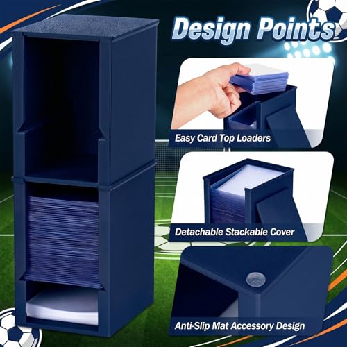 Navy Toploader Dispenser & Penny Sleeve Holder - Dual Compartment Card Storage