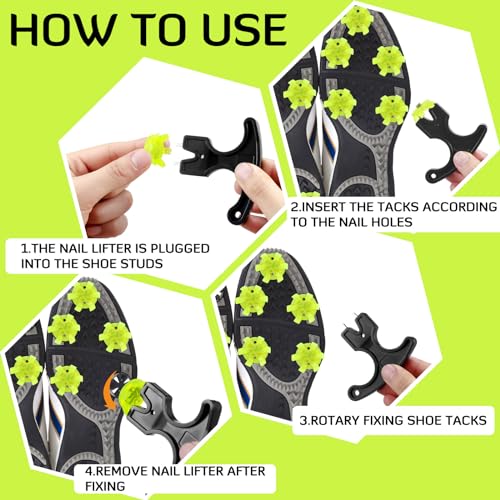Golf Shoe Spikes Replacement Set with Wrench - Green, 50 Pieces