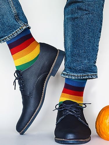 Rainbow Striped Socks 6 Pairs Unisex Casual Athletic Cotton LGBT Style - Elegant Colors