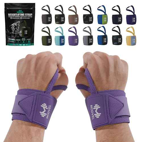 Modvel Adjustable Wrist Wraps for Gym & Lifting ? Thick, Breathable Support Straps for Wrist Stability, Comfort & Grip ? Ideal for Weight Training, CrossFit & Gym Workouts ? R Lavender 2-Pack