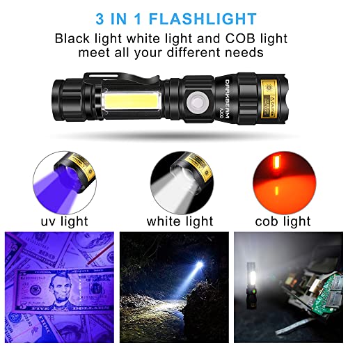 UV Blacklight Flashlight 365nm with Rechargeable USB for Detection & Outdoor Use