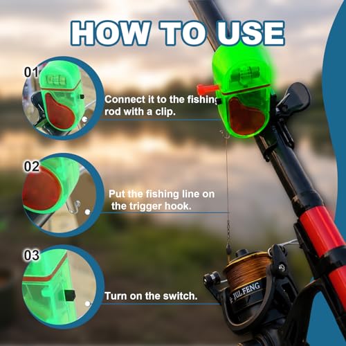 Fishing Bite Alarm Set with LED Sound Alerts - Sensitive Electronic Fish Indicators, 4-Pack