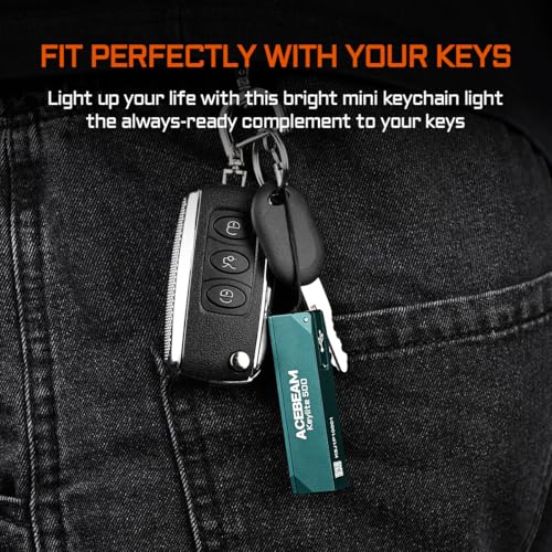 ACEBEAM Keylite 500 High Lumens Keychain Flashlight Rechargeable, Ultra-Compact Flat Pocket EDC Flashlight with Dual LEDs, 6 Modes, Type-C Charging, Small MINI Flash Light for Emergency, Home, Outdoor
