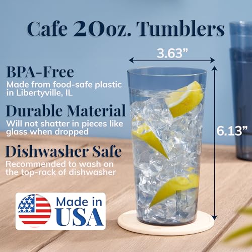 Reusable Plastic Tumblers Set of 16 - 20 oz Grey Stackable Water Cups