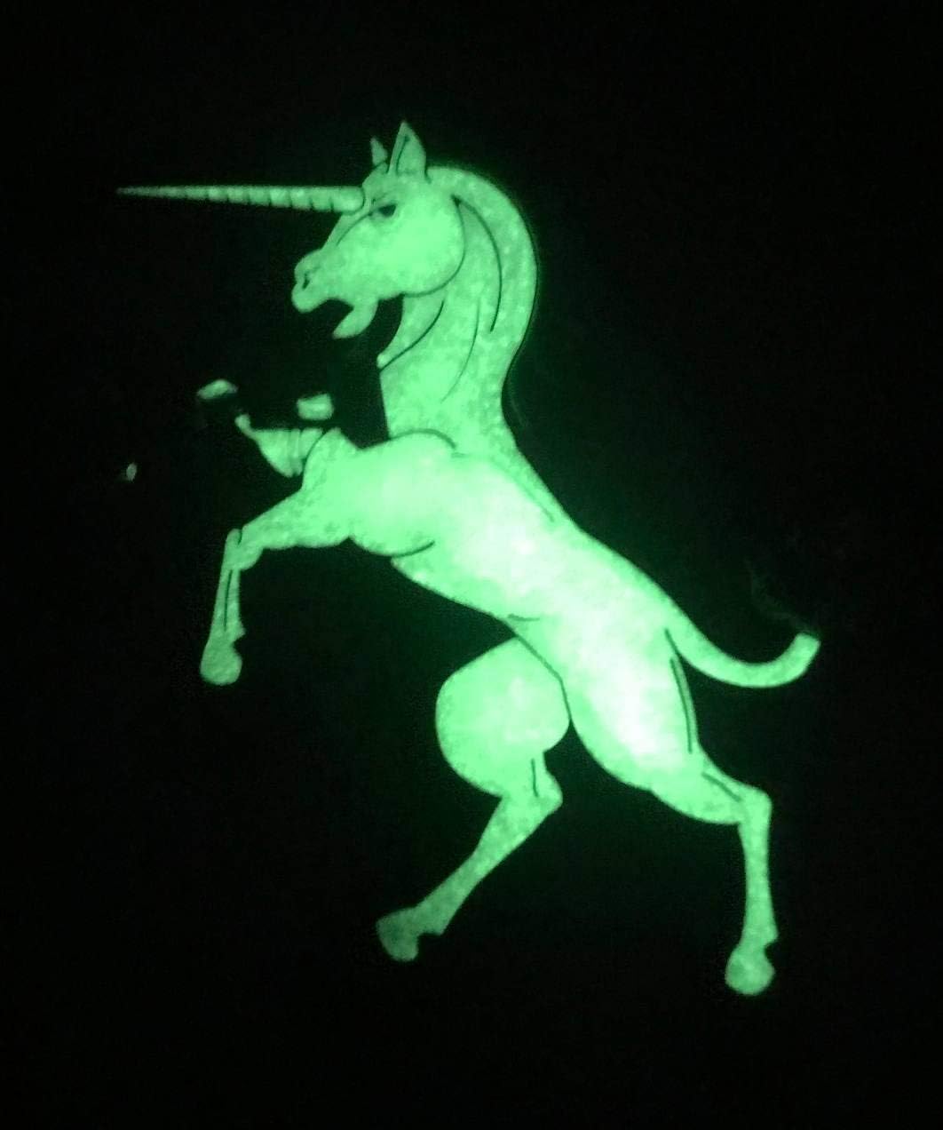 Tactical Unicorn PVC Morale Patch 3"T x 4.5"W Glow in The Dark (Green Mane)