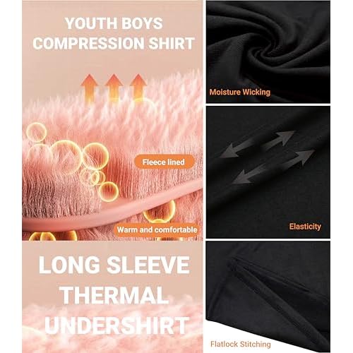 Youth Boys' Compression Shirt Long Sleeve Thermal Undershirt£¬Fleece Base Layer Athletic for Baseball, Football
