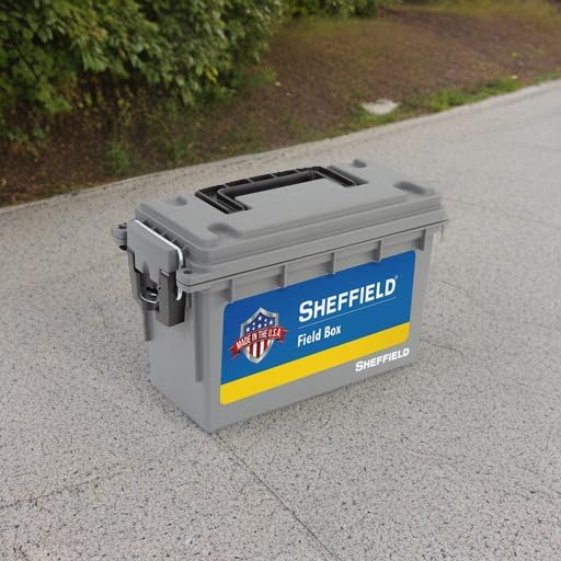 Sheffield 12629 Ammo Storage Box, Stackable .30 Cal Field Boxes, Water and Dust Resistant, Lockable Storage Box with Handle, Secures Hunting Gear, Supplies, and Bullets, Made in USA, Black, 1-Pack