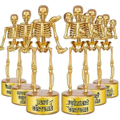 Halloween Trophy Skeleton Trophies for Kids Adults, 6 Pack Halloween Skeleton Funny Trophy Plastic Tropies for Contest Awards, Halloween Party Prizes for Adults Party Supplies
