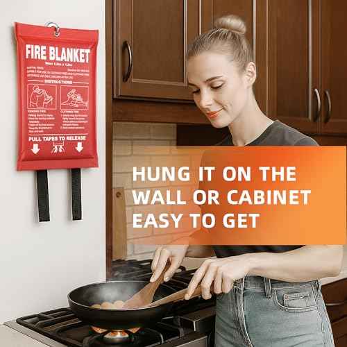 Fire Blanket - 40" x 40" Prepared Emergency Fire Blanket for Home and Kitchen, RV, Grill, Fireplace, Safe & Easy for Young Adults and Elderly Living Alone