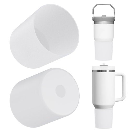 Linkidea Water Bottle Boot Compatible with Stanley Quencher H2.0 20oz/30oz/40oz, IceFlow Flip 20oz/30oz, Silicone Waterbottle Bottom Sleeve Cover Protector, Bottle Bumper (White / 2 Pack)