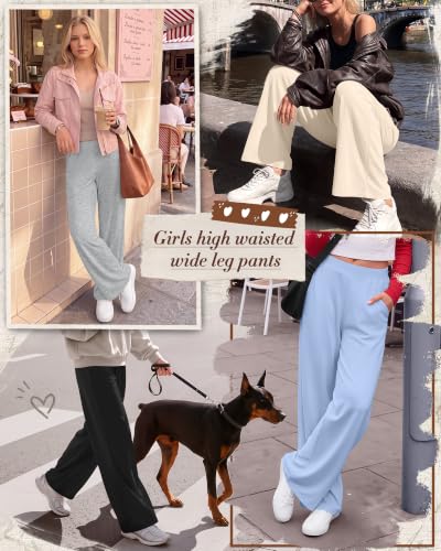 Girls' Wide Leg Yoga Pants Set - 4 Pack, Sizes 11-12 Years, Blue Beige Gray Black