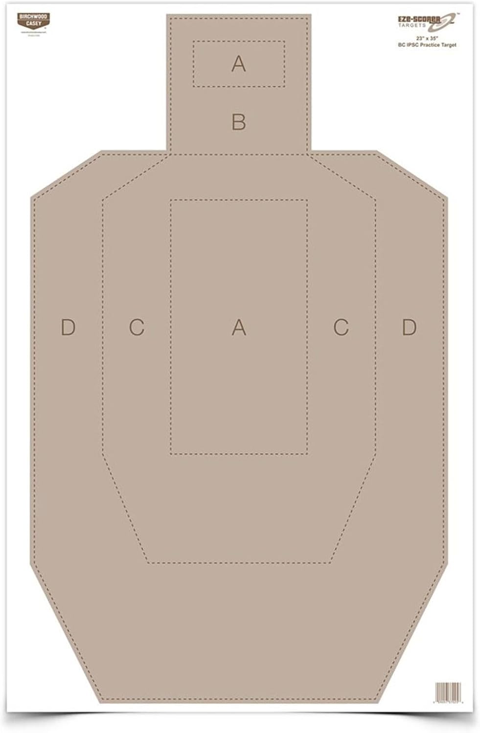 Birchwood Casey 23" x 35" Eze-Scorer IPSC Practice Shoot-Up Brilliant White Paper Targets for Indoor and Outdoor Use