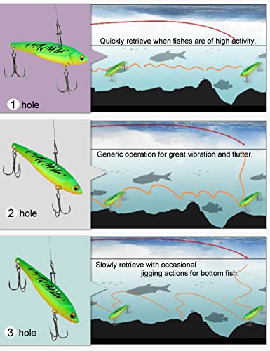 Blade Bait Bass Fishing Lures Set 6pcs 2.75in 20g Sinking VIB Hard Swimbaits - B-2.7in-0.7oz-6pcs