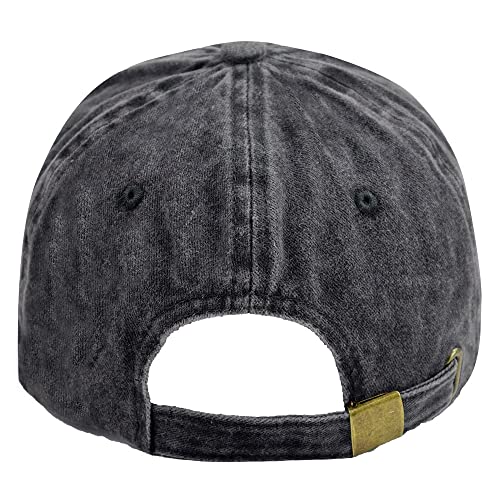 Dogfather Hat - Embroidered Black Distressed Cotton Adjustable Baseball Cap for Men Dad - One Size