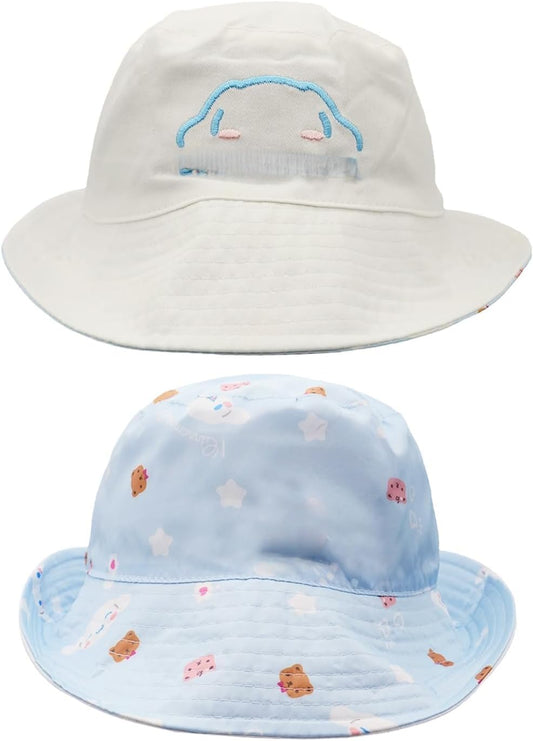 Kawaii Bucket Hat for Women, Cotton Print Double-Side-Wear Reversible Bucket Hat, Trendy Lightweight Fishing Cap Sun Hats for Outdoor Summer Beach Travel
