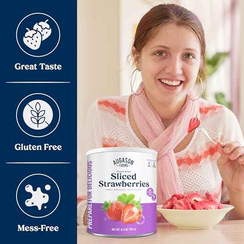 Augason Farms Freeze Dried Sliced Strawberries Can - Gluten Free Snack for Baking, Smoothies, and Emergency Storage - Healthy Individual Fruit Snacks ? 6.5 Ounces (18 Servings)