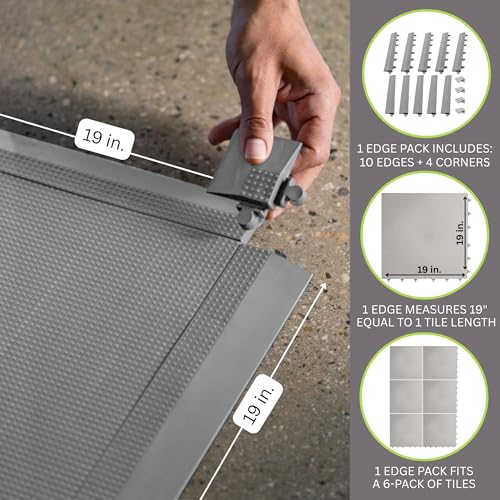 Interlocking Floor Tile Edge & Corner Trim Set - Beveled TPE Finish - 14 Pieces - Made in USA