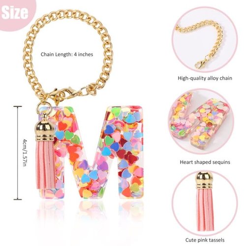 Eoopoon Letter Charm Accessories for Stanley Cup, 1 PCS Pink Name ID Initial Keychain Accessory for Stanley Tumbler, Compatible with Stanley Cup 40oz(Letter L)